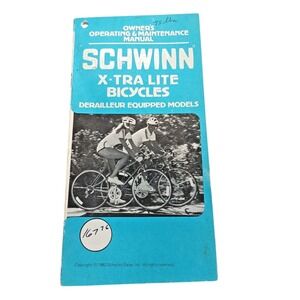 Vintage 1982 Schwinn XTRA LITE Bicycle Owners Manual - Derailleur Models 80s MTB